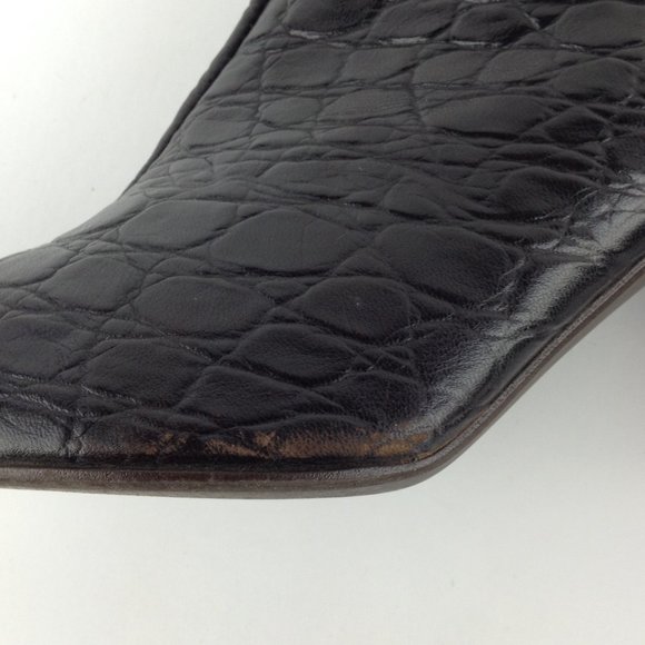 A. Giannetti Brown Croc Embossed  Italian Ankle Booties - Picture 9 of 16